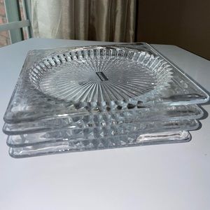 7” Prism Crystal Salad dessert plates set of 4 NIB